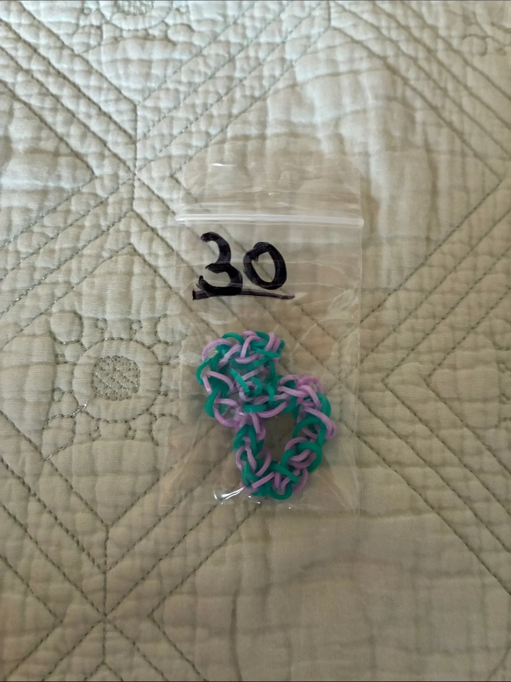 Handmade Rubber Band Bracelet - Teal & Lavender
